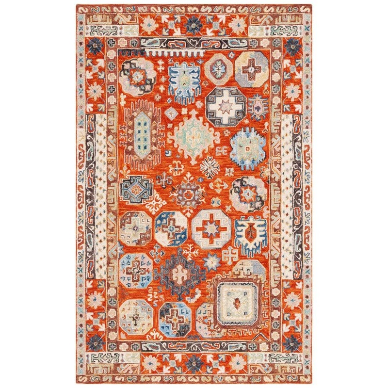 SAFAVIEH Aspen Rust/Ivory 5 ft. x 8 ft. Bohemian Geometric Area Rug APN305P-5