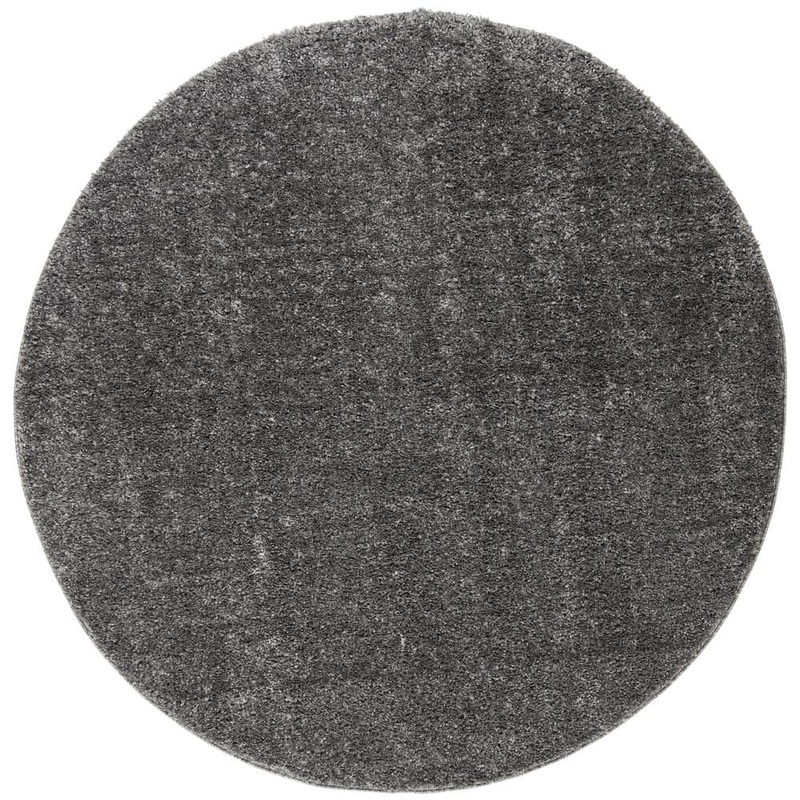 SAFAVIEH August Shag Gray Doormat 3 ft. x 3 ft. Round Solid Area Rug AUG900F-3R