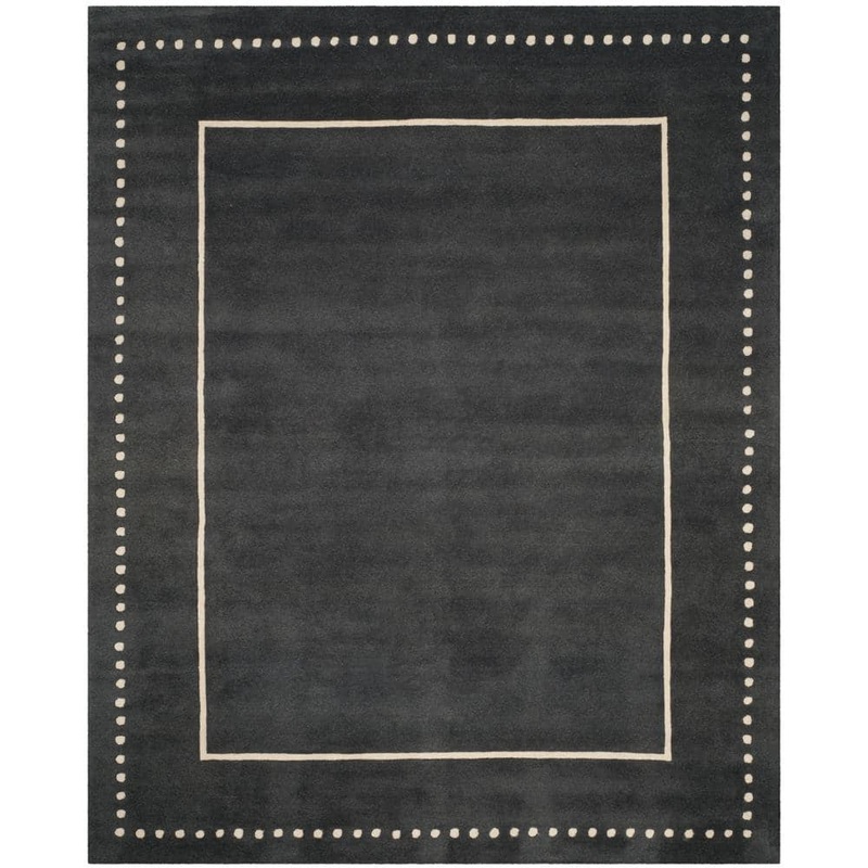 SAFAVIEH Bella Dark Gray/Ivory 9 ft. x 12 ft. Dotted Border Area Rug BEL151X-9