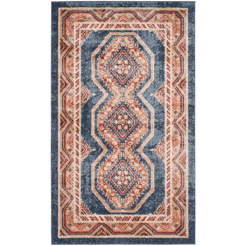 SAFAVIEH Bijar Royal/Rust Doormat 3 ft. x 5 ft. Border Area Rug BIJ647B-3
