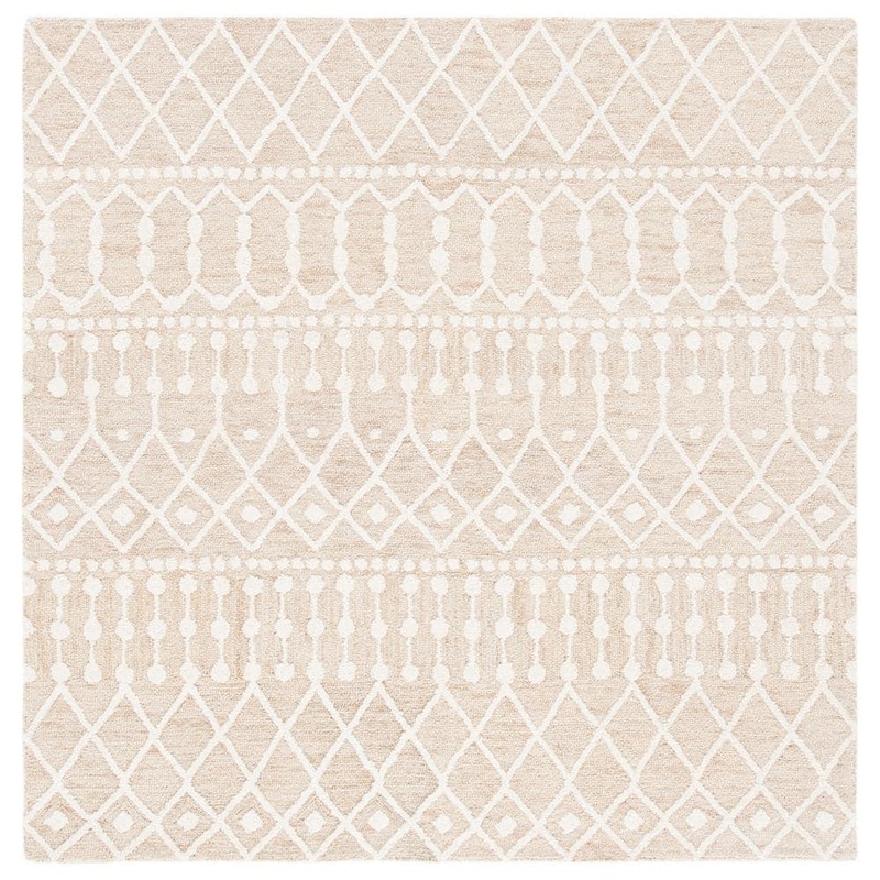 SAFAVIEH Blossom Beige/Ivory 10 ft. x 10 ft. Geometric Aztec Square Area Rug BLM115B-10SQ
