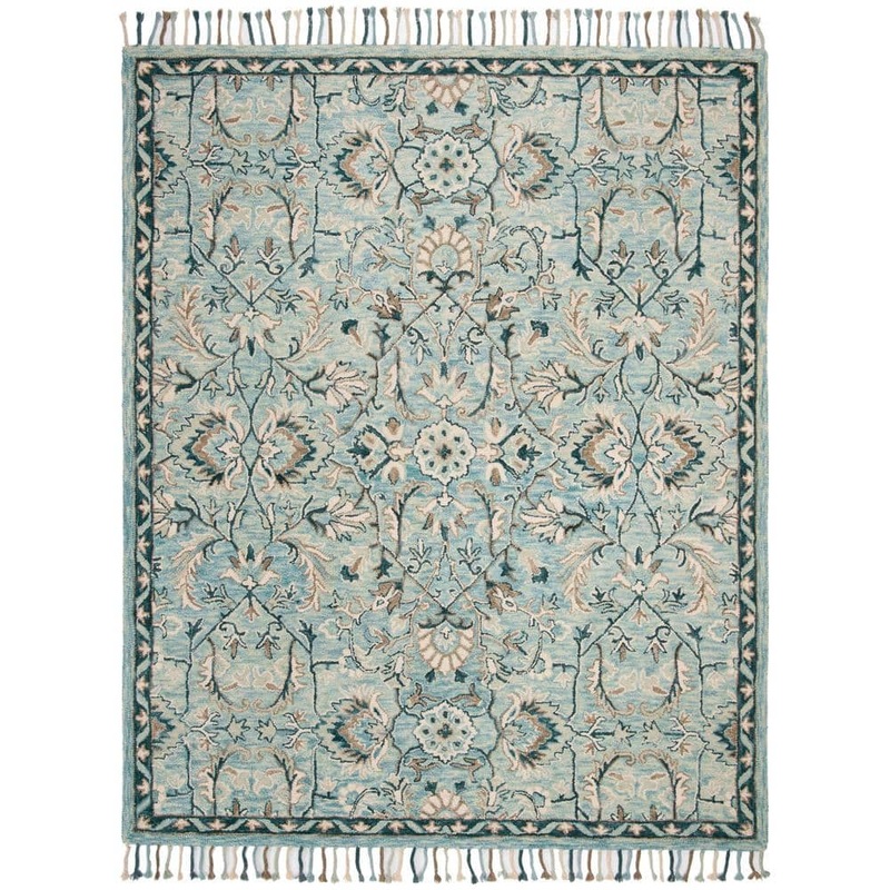 SAFAVIEH Blossom Blue/Ivory 10 ft. x 14 ft. Medallion Floral Area Rug BLM457M-10