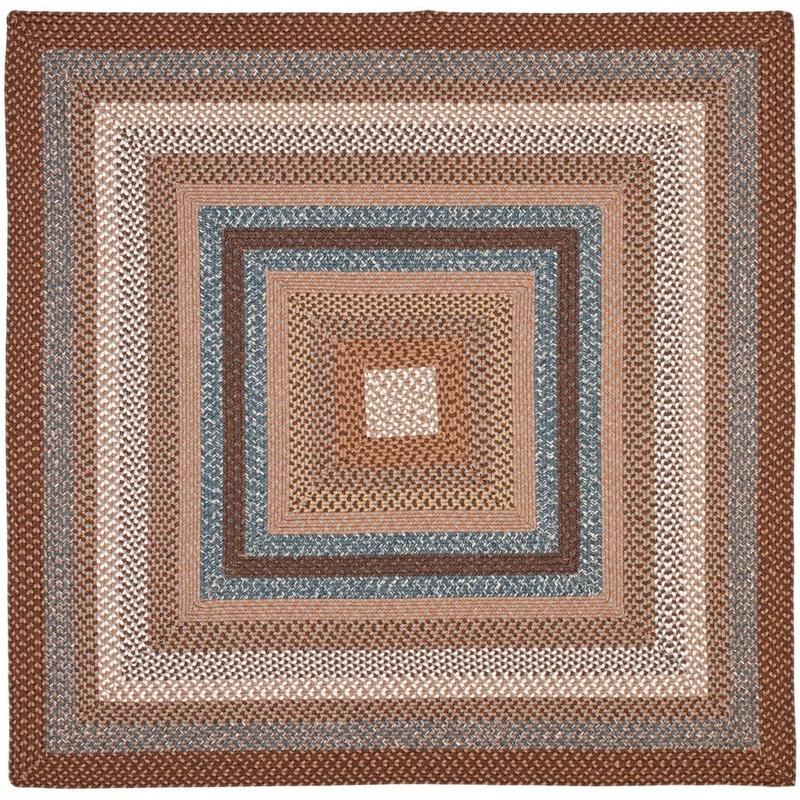 SAFAVIEH Braided Brown/Multi 4 ft. x 4 ft. Square Border Area Rug BRD313A-4SQ