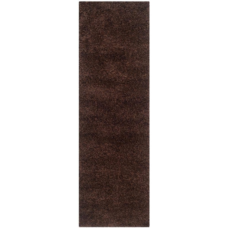 SAFAVIEH California Shag Brown 2 ft. x 9 ft. Solid Runner Rug SG151-2727-29