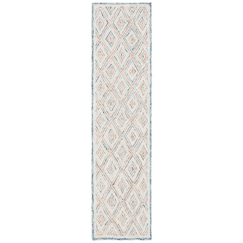 SAFAVIEH Capri Blue/Rust 2 ft. x 9 ft. Border Diamond Runner Rug CPR217M-29