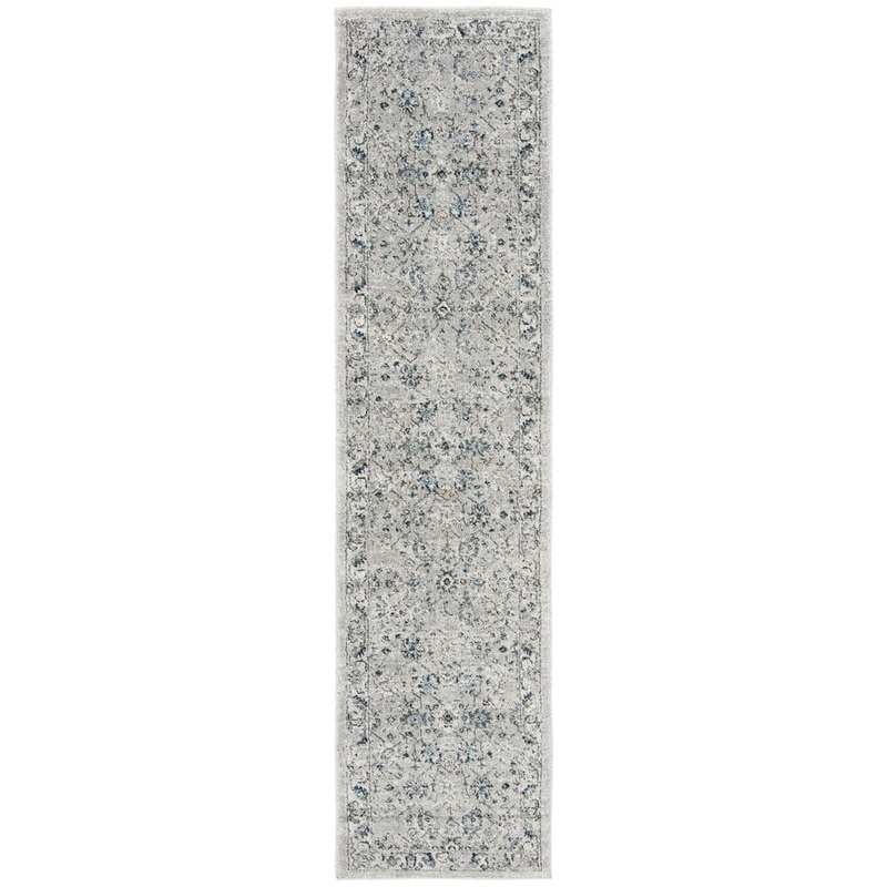 SAFAVIEH Charleston Gray/Dark Gray 2 ft. x 8 ft. Floral Runner Rug CHL413F-28