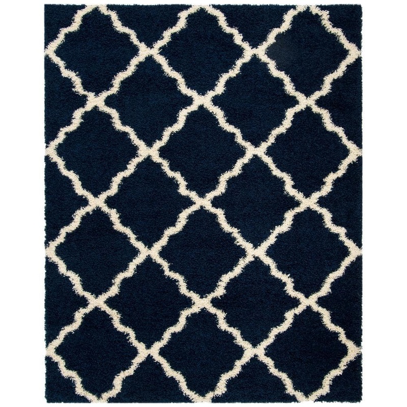 SAFAVIEH Dallas Shag Navy/Ivory 8 ft. x 10 ft. Geometric Area Rug SGD257N-8