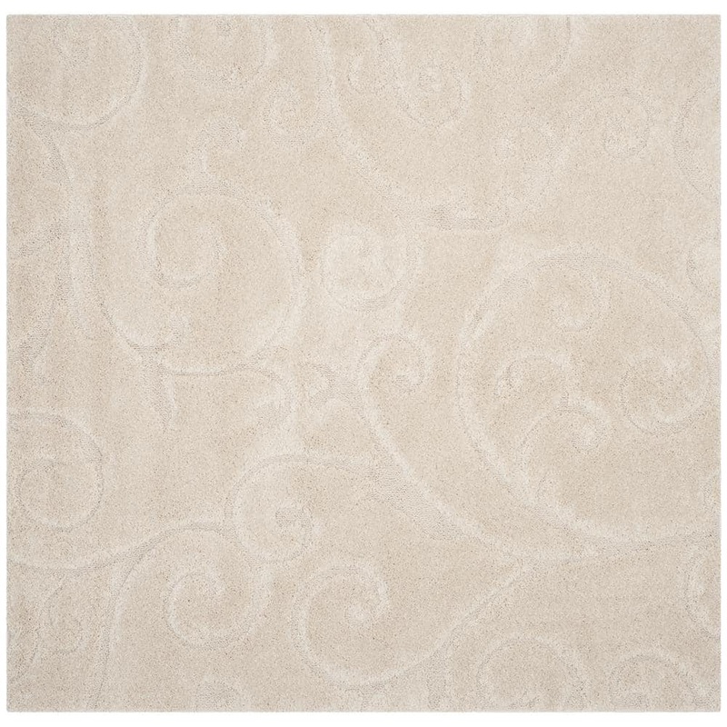 SAFAVIEH Florida Shag Cream 9 ft. x 9 ft. Square Floral Area Rug SG455-1111-9SQ