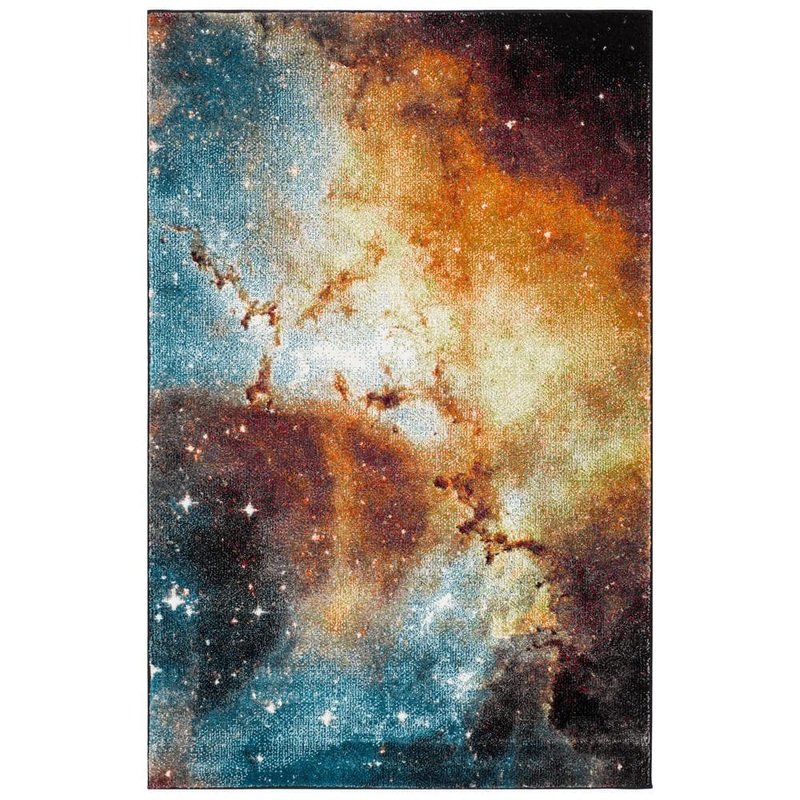 SAFAVIEH Galaxy Orange/Multi Doormat 3 ft. x 5 ft. Abstract Area Rug GAL109D-3