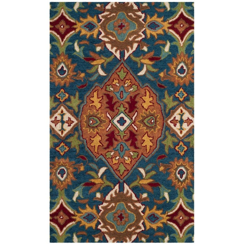 SAFAVIEH Heritage Camel/Blue Doormat 2 ft. x 3 ft. Floral Area Rug HG653A-2