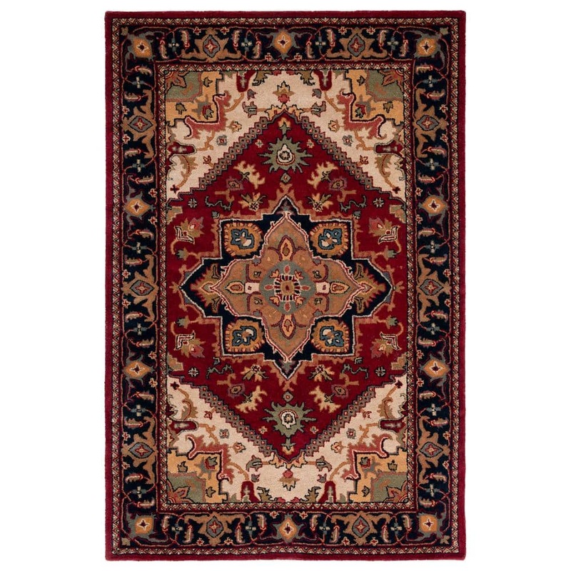 SAFAVIEH Heritage Red 4 ft. x 6 ft. Border Floral Medallion Area Rug HG625A-4