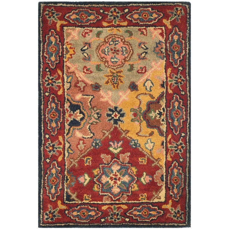 SAFAVIEH Heritage Red/Multi Doormat 2 ft. x 4 ft. Border Area Rug HG926A-24