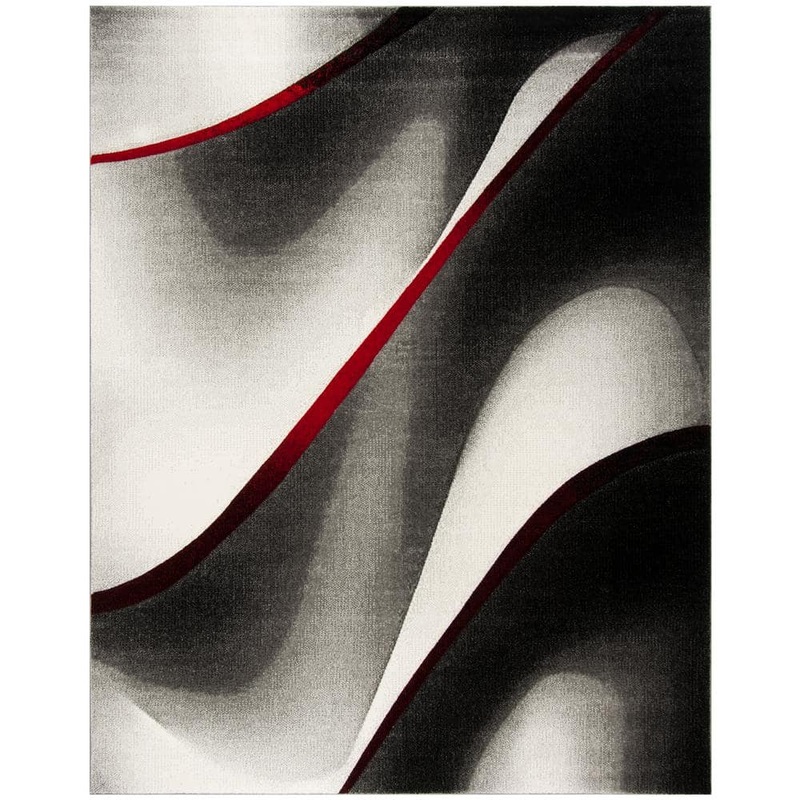 SAFAVIEH Hollywood Gray/Red 9 ft. x 12 ft. Abstract Area Rug HLW712K-9