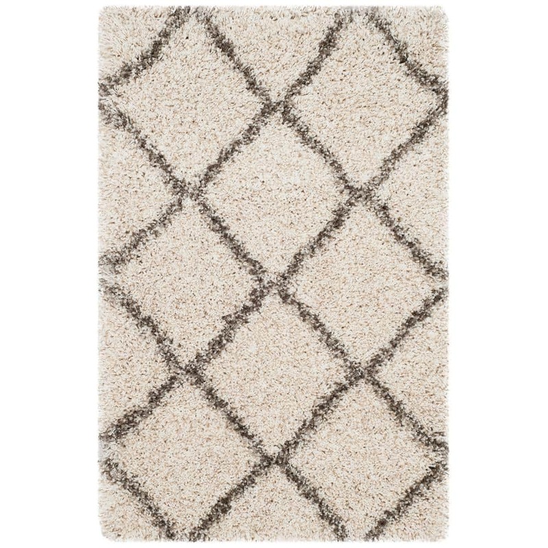 SAFAVIEH Hudson Shag Ivory/Gray 2 ft. x 3 ft. Geometric Diamonds Area Rug SGH281A-2