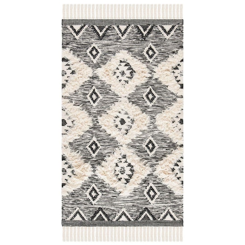 SAFAVIEH Kenya Black/Ivory Doormat 2 ft. x 4 ft. Geometric Ikat Area Rug KNY906H-24