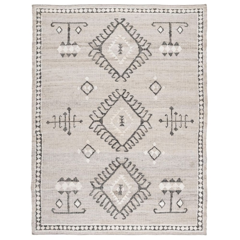 SAFAVIEH Kilim Grey/Black 8 ft. x 10 ft. Native American Border Area Rug KLM762F-8