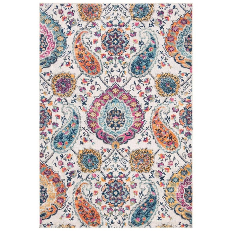 SAFAVIEH Madison Cream/Multi 7 ft. x 9 ft. Border Area Rug MAD600B-6