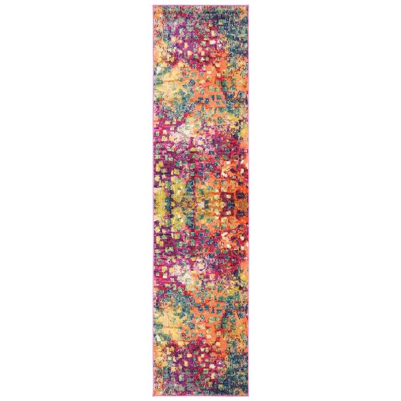 SAFAVIEH Madison Fuchsia/Gold 2 ft. x 22 ft. Geometric Runner Rug MAD425D-222