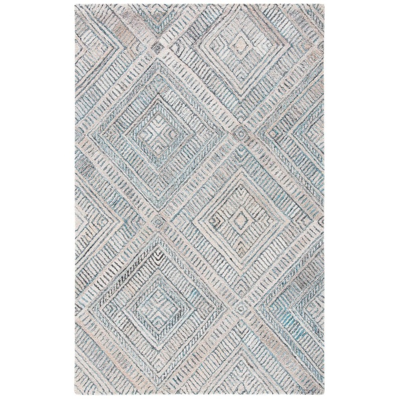 SAFAVIEH Marquee Turquoise/Beige 4 ft. x 6 ft. Diamond Striped Area Rug MRQ119K-4