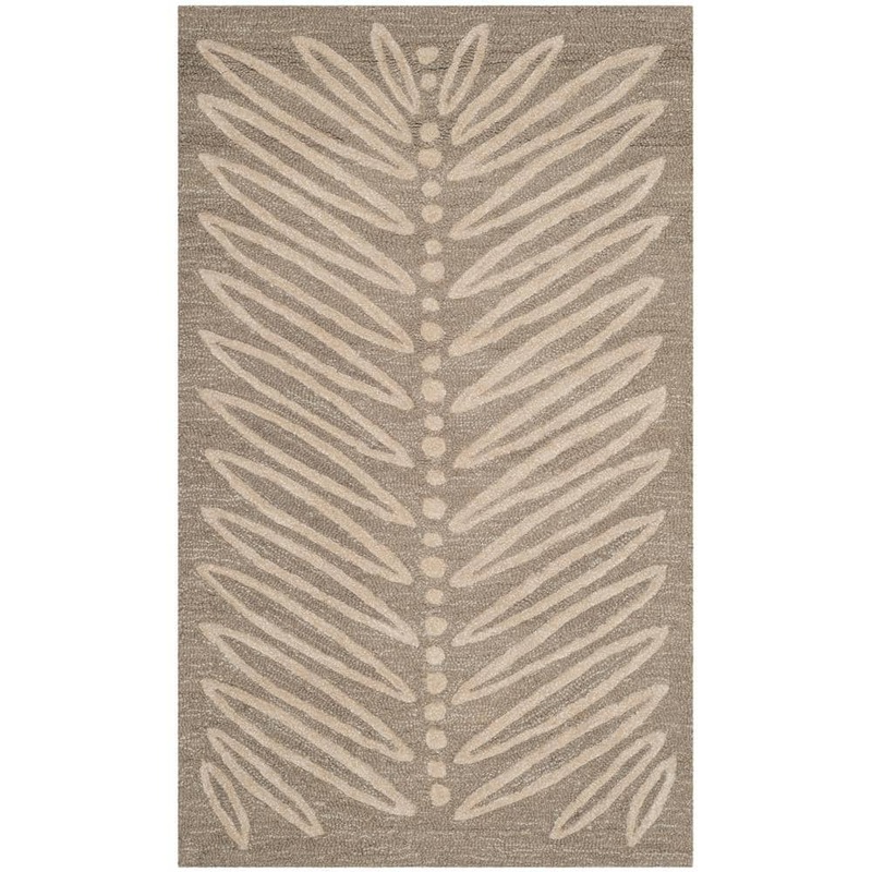 SAFAVIEH Martha Stewart Chamois Beige Doormat 3 ft. x 4 ft. Floral Area Rug MSR3612A-3