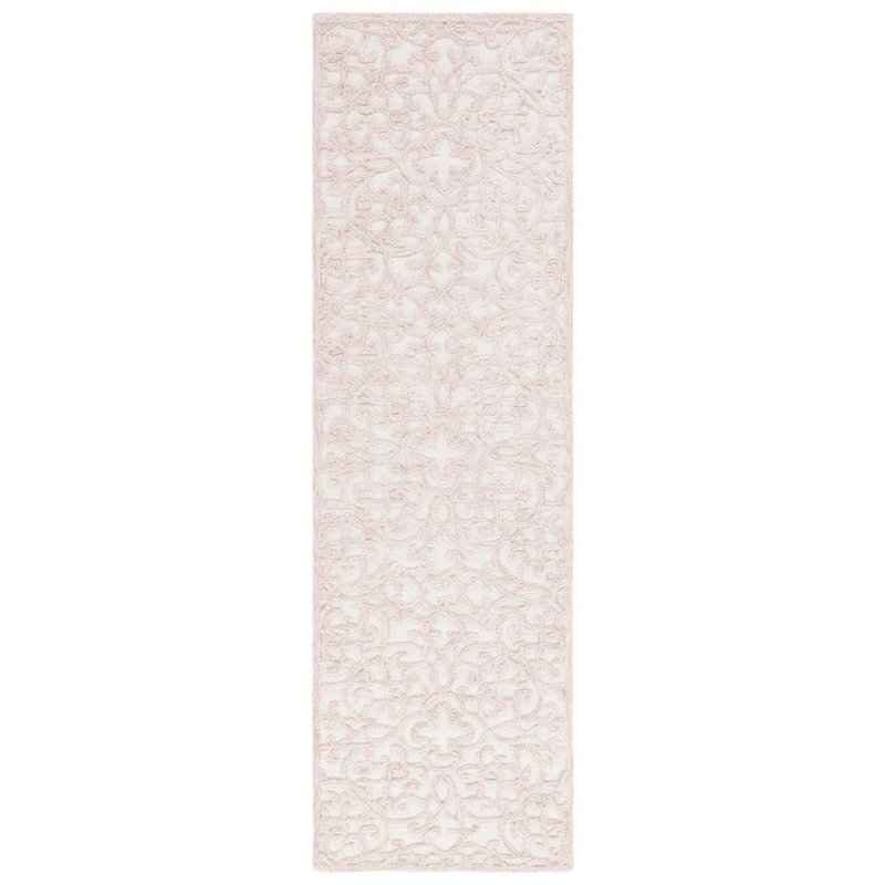 SAFAVIEH Martha Stewart Ivory/Pink 2 ft. x 8 ft. Abstract Floral High-Low Runner Rug MSR3513U-28
