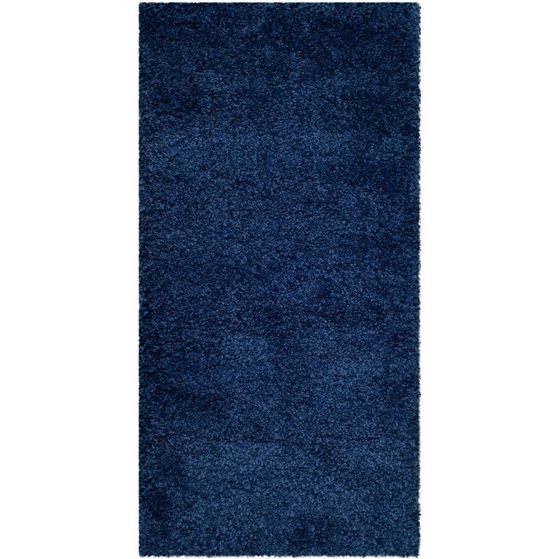 SAFAVIEH Milan Shag Doormat 2 ft. x 4 ft. Navy Solid Area Rug SG180-7070-24