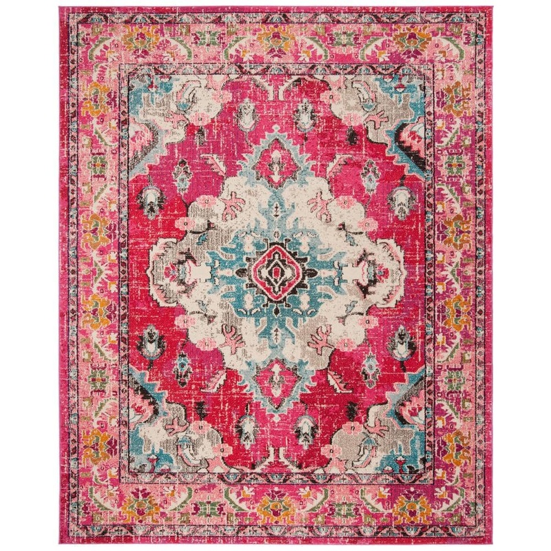 SAFAVIEH Monaco 9 ft. x 12 ft. Pink/Multi Border Area Rug MNC243D-9