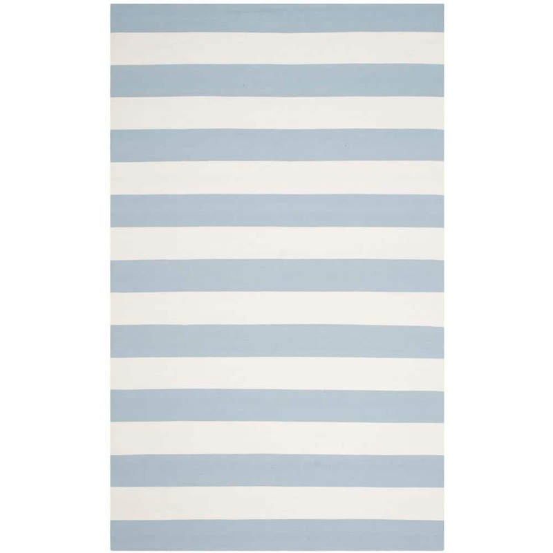 SAFAVIEH Montauk Sky Blue/Ivory 5 ft. x 8 ft. Striped Area Rug MTK712K-5