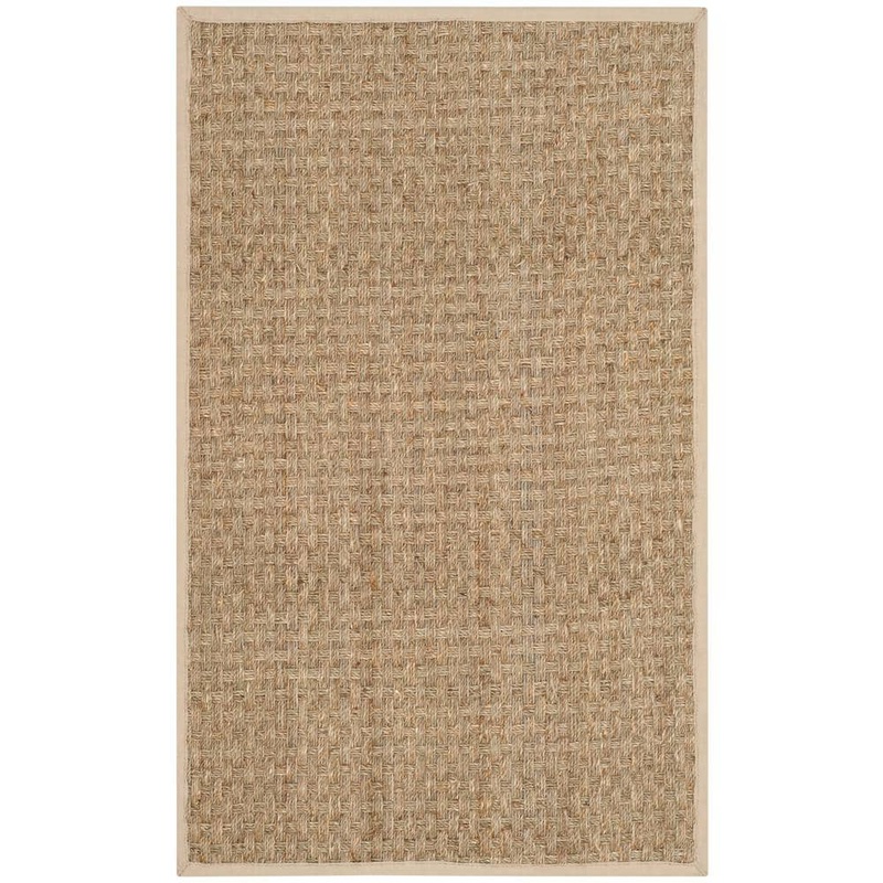 SAFAVIEH Natural Fiber Beige/Ivory Doormat 3 ft. x 5 ft. Border Area Rug NF114J-3