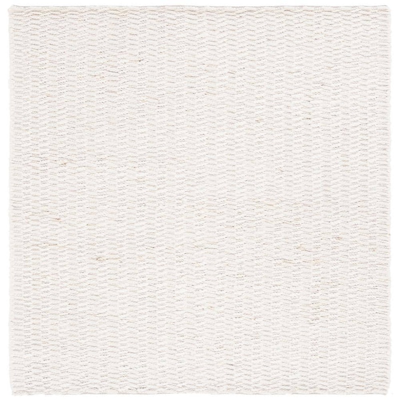 SAFAVIEH Natural Fiber Bleach/Ivory 6 ft. x 6 ft. Chevron Striped Square Area Rug NF514A-6SQ