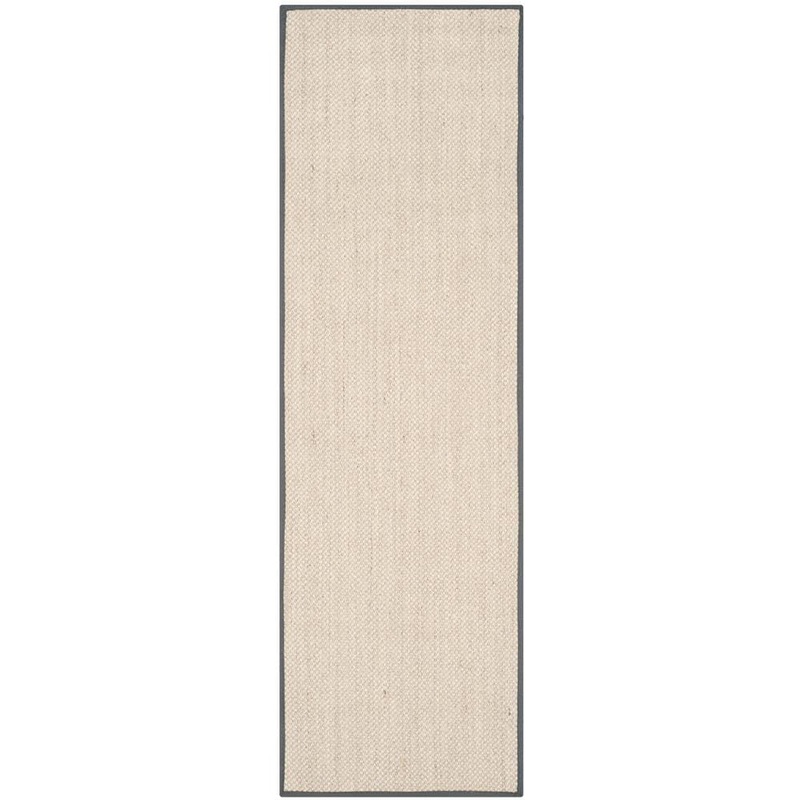 SAFAVIEH Natural Fiber Marble/Dark Gray 3 ft. x 8 ft. Border Runner Rug NF143D-28