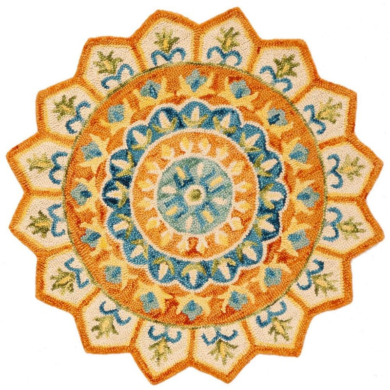 SAFAVIEH Novelty Rust/Ivory 4 ft. x 4 ft. Round Border Floral Area Rug NOV605P-4R