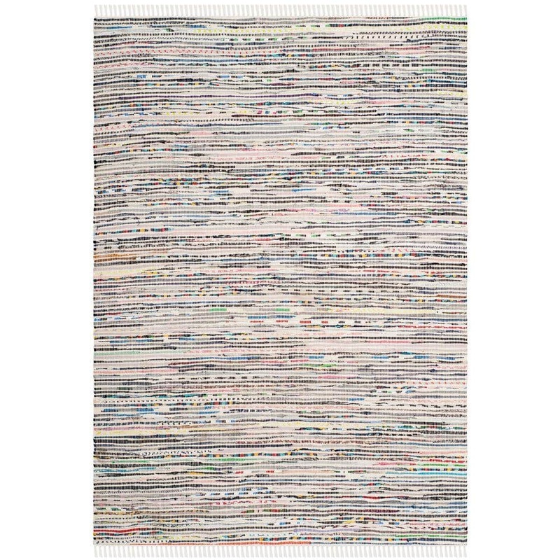 SAFAVIEH Rag Rug Ivory/Multi 8 ft. x 10 ft. Gradient Solid Striped Area Rug RAR125B-8