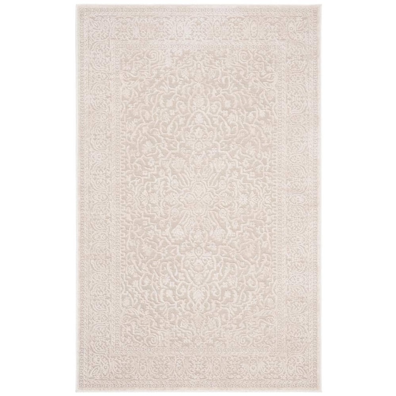 SAFAVIEH Reflection Cream/Ivory Doormat 2 ft. x 3 ft. Medallion Border Area Rug RFT670D-2