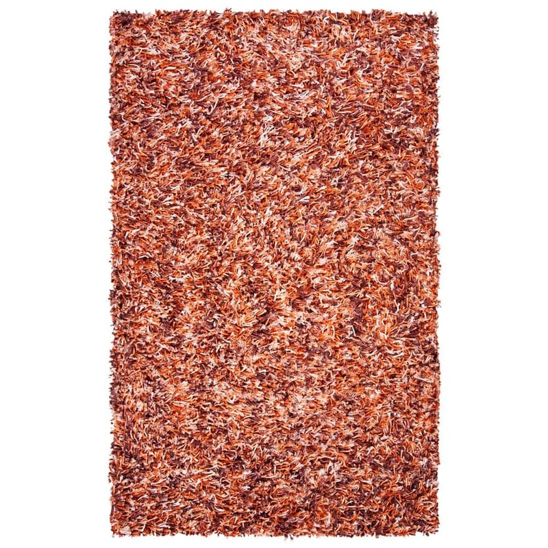 SAFAVIEH Rio Shag Rust/Ivory 5 ft. x 8 ft. Solid Area Rug SG960P-5