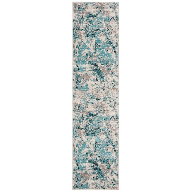 SAFAVIEH Skyler Blue/Ivory 2 ft. x 8 ft. Abstract Runner Rug SKY186M-28