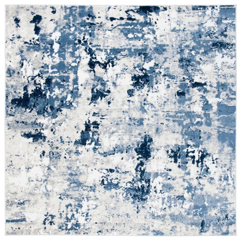 SAFAVIEH Skyler Gray/Navy 7 ft. x 7 ft. Abstract Distressed Square Area Rug SKY562M-7SQ