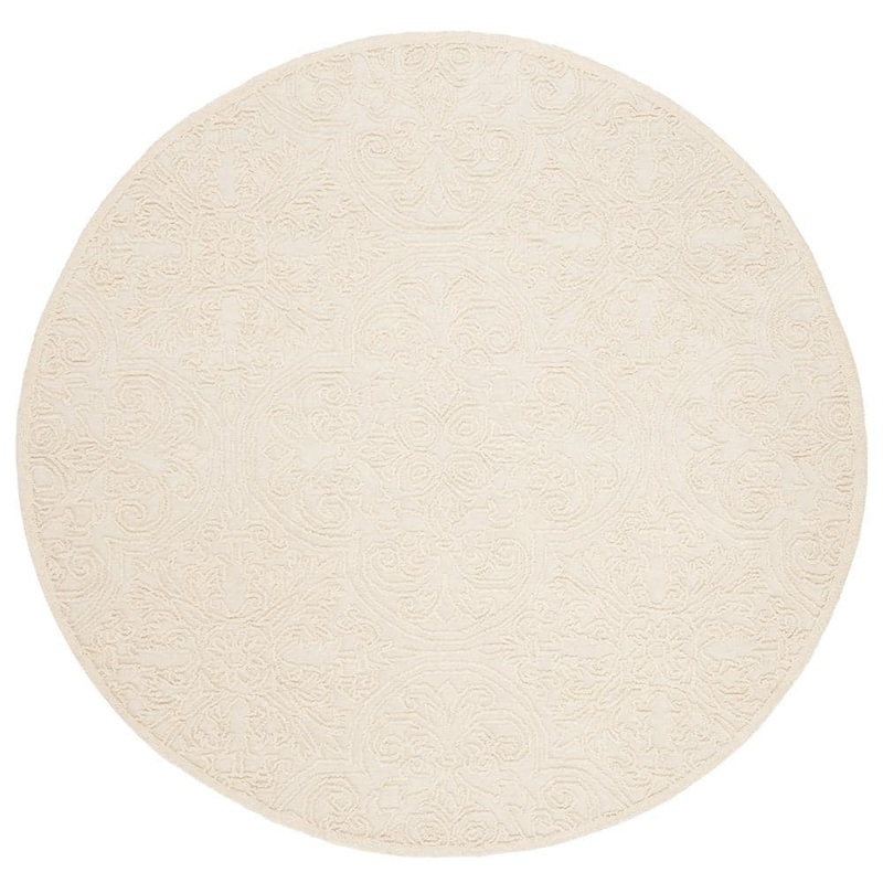 SAFAVIEH Trace Ivory 8 ft. x 8 ft. Geometric Floral Medallion Area Rug TRC101C-8R
