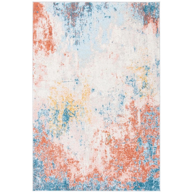 SAFAVIEH Tulum Ivory/Pink 6 ft. x 9 ft. Rustic Abstract Area Rug TUL207A-6