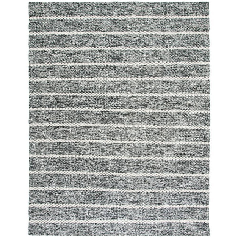 SAFAVIEH Vermont Black/Ivory 9 ft. x 12 ft. Striped Area Rug VRM802Z-9
