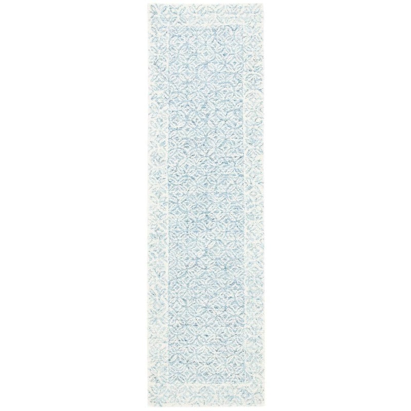 SAFAVIEH Abstract Blue/Ivory 2 ft. x 6 ft. Floral Trellis Runner Rug ABT342N-26