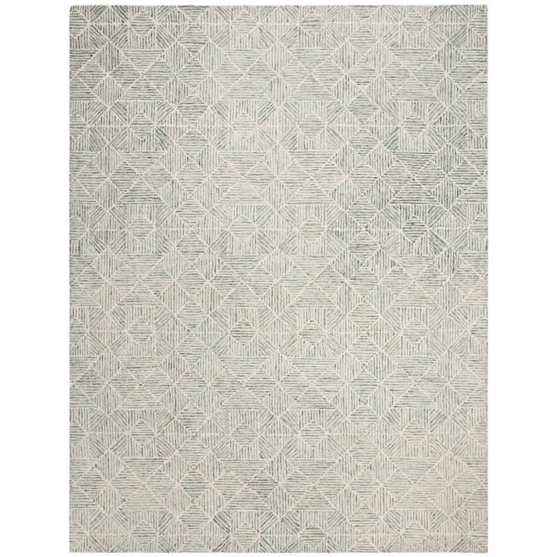 SAFAVIEH Abstract Green/Ivory 9 ft. x 12 ft. Diamond Geometric Area Rug ABT763Y-9