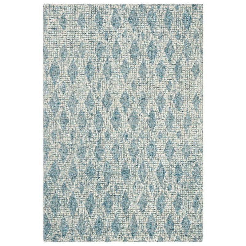 SAFAVIEH Abstract Ivory/Blue Doormat 2 ft. x 3 ft. Geometric Diamond Area Rug ABT206A-2