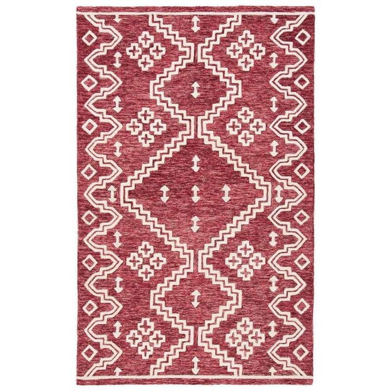 SAFAVIEH Abstract Red/Ivory 4 ft. x 6 ft. Tribal Chevron Area Rug ABT852Q-4
