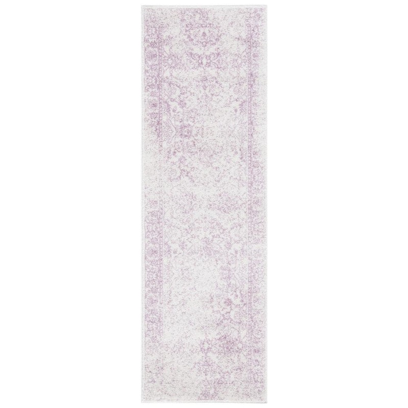 SAFAVIEH Adirondack Ivory/Lavender 3 ft. x 14 ft. Border Distressed Runner Rug ADR109U-214