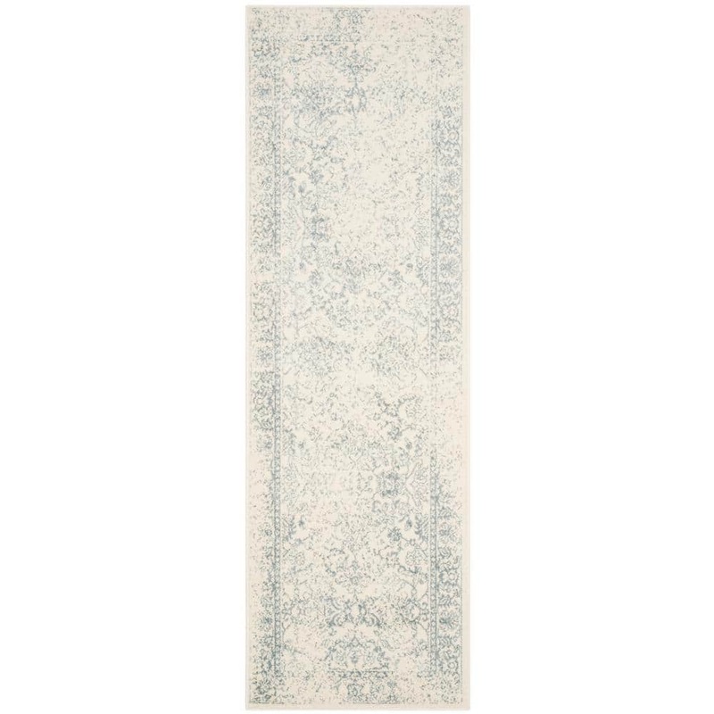 SAFAVIEH Adirondack Ivory/Slate 3 ft. x 16 ft. Border Distressed Runner Rug ADR109S-216