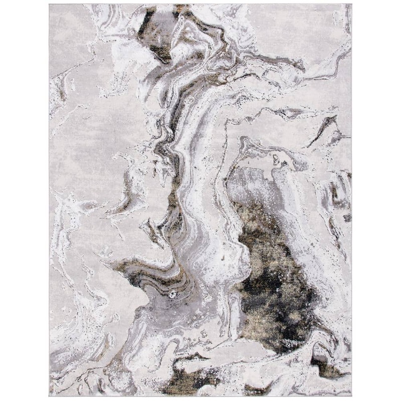 SAFAVIEH Amelia Gray/Gold 9 ft. x 12 ft. Abstract Striped Area Rug ALA277G-9