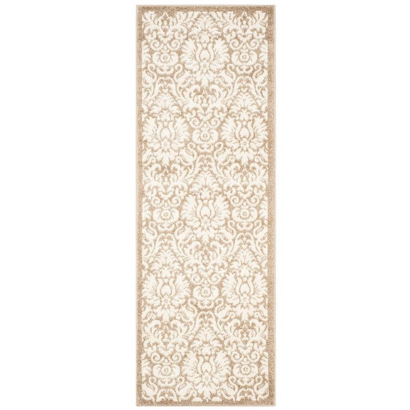 SAFAVIEH Amherst Wheat/Beige 2 ft. x 13 ft. Border Floral Geometric Runner Rug AMT427S-213