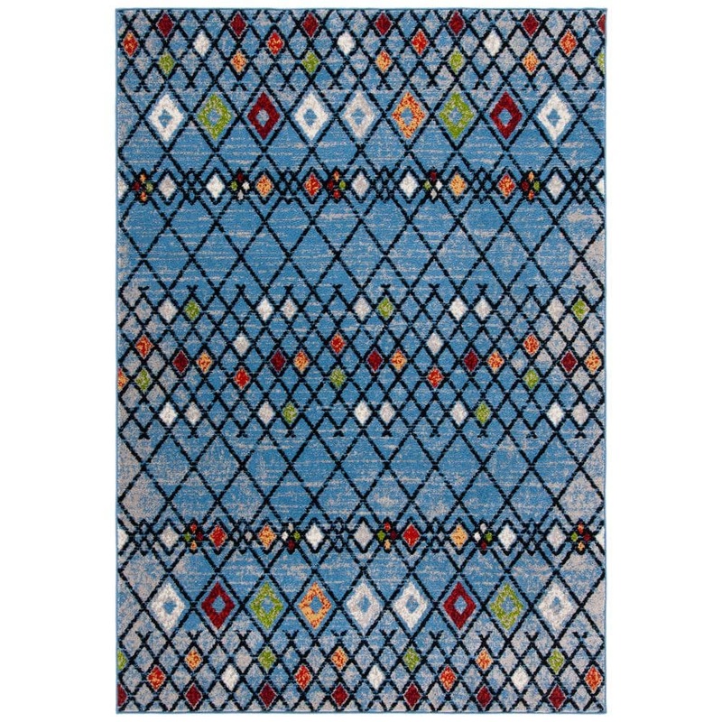 SAFAVIEH Amsterdam Blue/Ivory 8 ft. x 10 ft. Geometric;Trellis Area Rug AMS115M-8