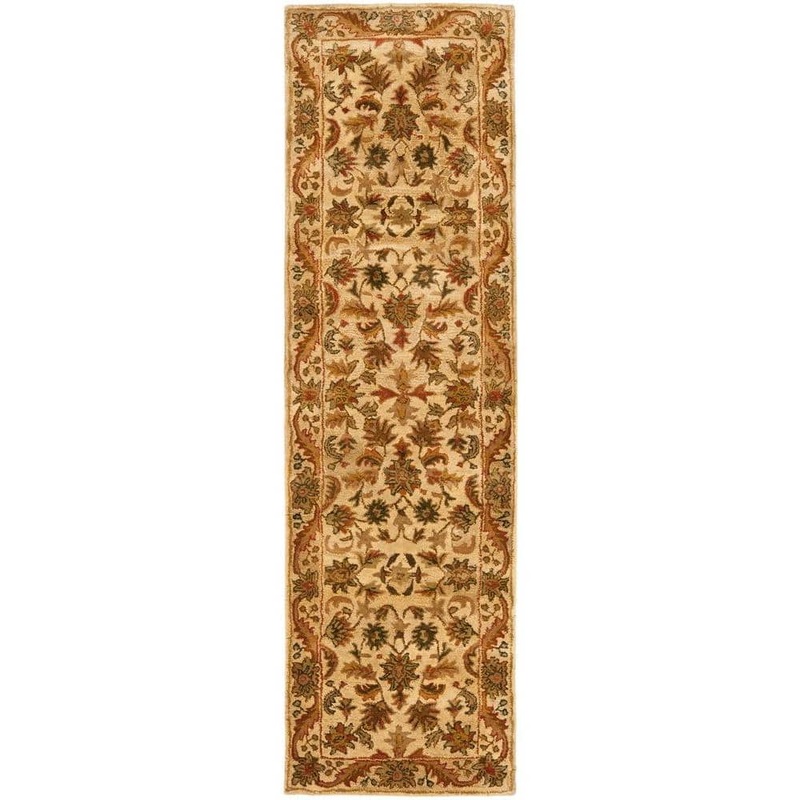 SAFAVIEH Antiquity Gold 2 ft. x 12 ft. Border Floral Solid Runner Rug AT52D-212